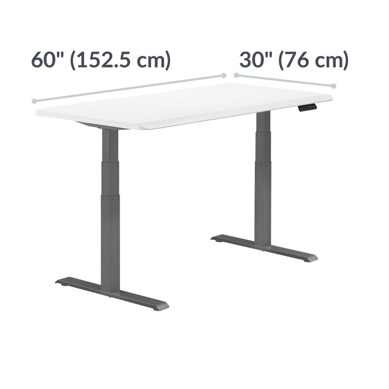 front view of white slate finish desk with measurements image number null
